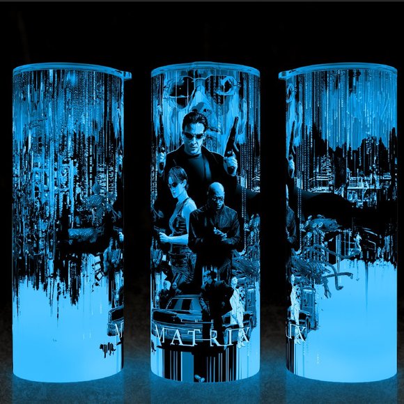 Glow in the Dark Martix 90s Action Movie Cup Mug Tumbler - Picture 1 of 2
